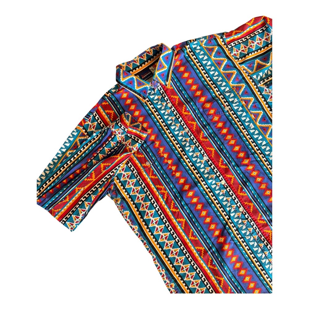 American Edition Mens XL Vintage Southwestern Geometric Cotton Button Up Shirt